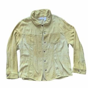 Green Ribbed Button Up Sweater Top